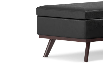 Distressed Black Distressed Vegan Leather | Owen Lift Top Large Coffee Table Storage Ottoman