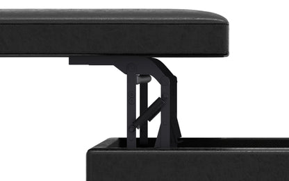 Distressed Black Distressed Vegan Leather | Owen Lift Top Large Coffee Table Storage Ottoman