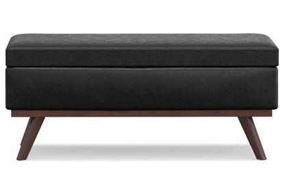 Distressed Black Distressed Vegan Leather | Owen Lift Top Large Coffee Table Storage Ottoman