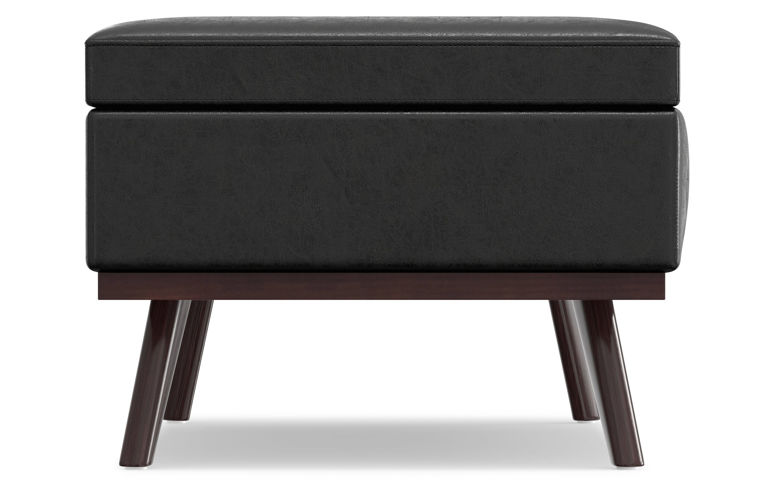 Distressed Black Distressed Vegan Leather | Owen Lift Top Large Coffee Table Storage Ottoman