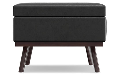 Distressed Black Distressed Vegan Leather | Owen Lift Top Large Coffee Table Storage Ottoman