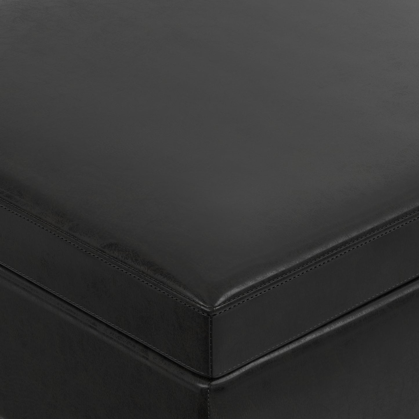 Distressed Black Distressed Vegan Leather | Owen Lift Top Large Coffee Table Storage Ottoman