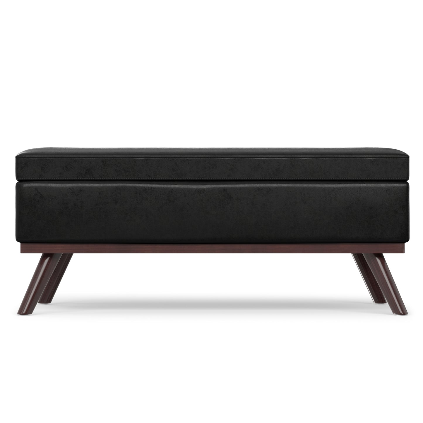 Distressed Black Distressed Vegan Leather | Owen Lift Top Large Coffee Table Storage Ottoman