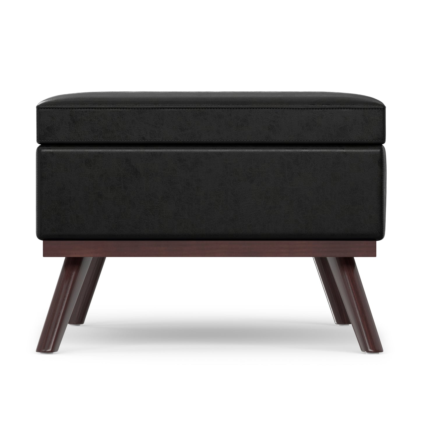Distressed Black Distressed Vegan Leather | Owen Lift Top Large Coffee Table Storage Ottoman