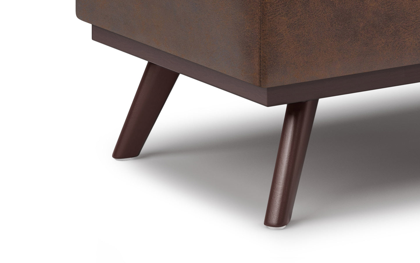 Distressed Chestnut Brown Distressed Vegan Leather | Owen Lift Top Large Coffee Table Storage Ottoman