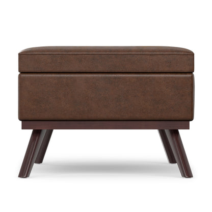 Distressed Chestnut Brown Distressed Vegan Leather | Owen Lift Top Large Coffee Table Storage Ottoman