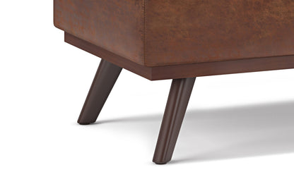 Distressed Saddle Brown Distressed Vegan Leather | Owen Lift Top Large Coffee Table Storage Ottoman