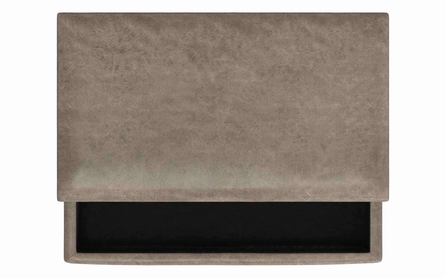 Distressed Smoky Grey Brown Distressed Vegan Leather | Owen Lift Top Large Coffee Table Storage Ottoman