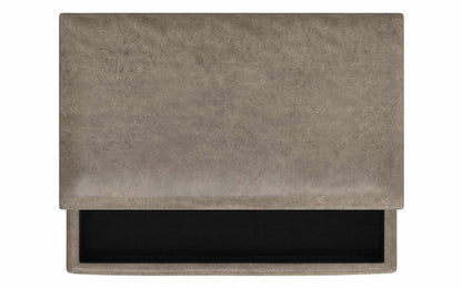 Distressed Smoky Grey Brown Distressed Vegan Leather | Owen Lift Top Large Coffee Table Storage Ottoman