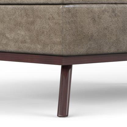 Distressed Smoky Grey Brown Distressed Vegan Leather | Owen Lift Top Large Coffee Table Storage Ottoman