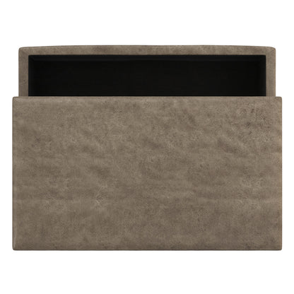 Distressed Smoky Grey Brown Distressed Vegan Leather | Owen Lift Top Large Coffee Table Storage Ottoman