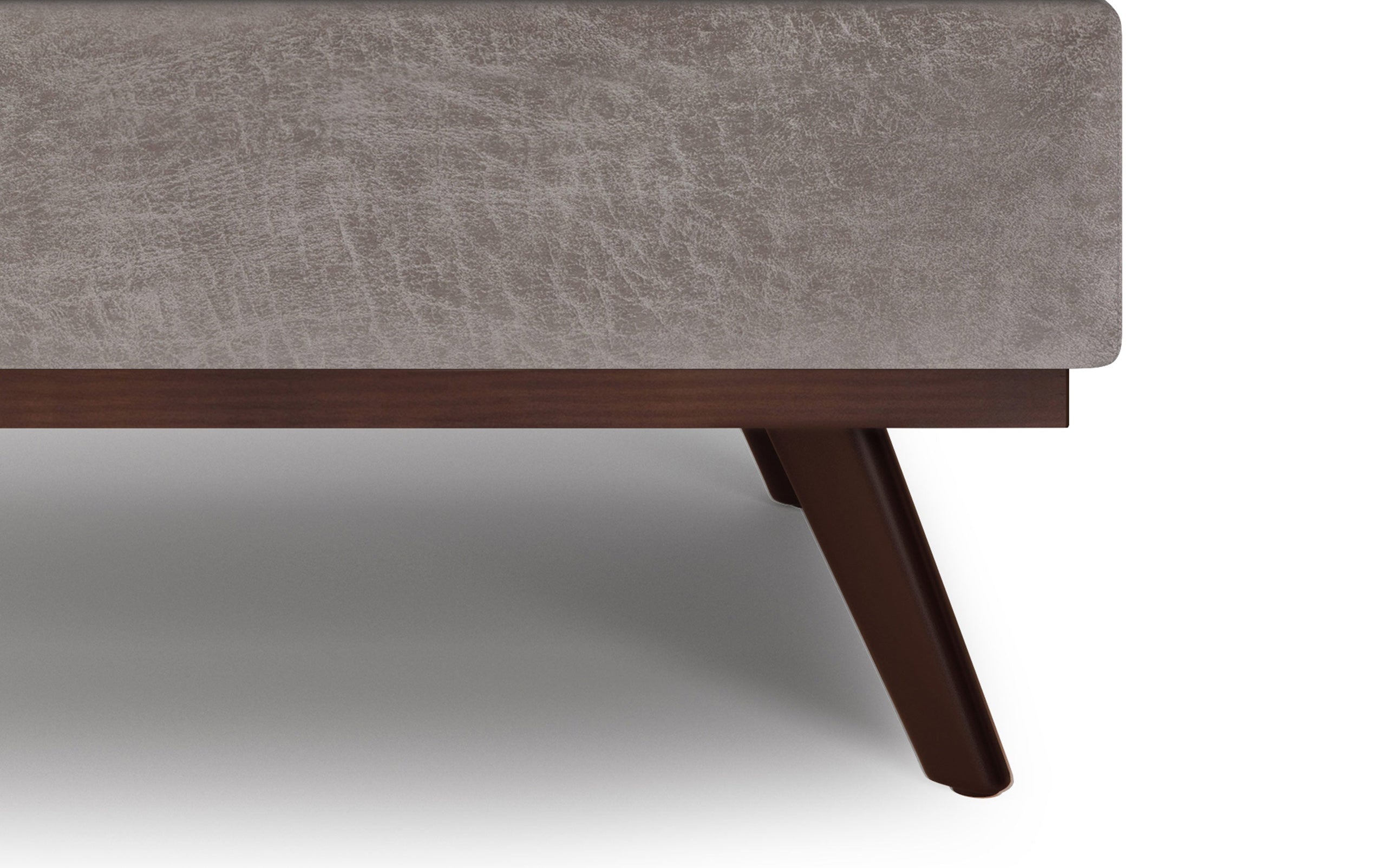Distressed Grey Distressed Vegan Leather | Owen Lift Top Large Coffee Table Storage Ottoman