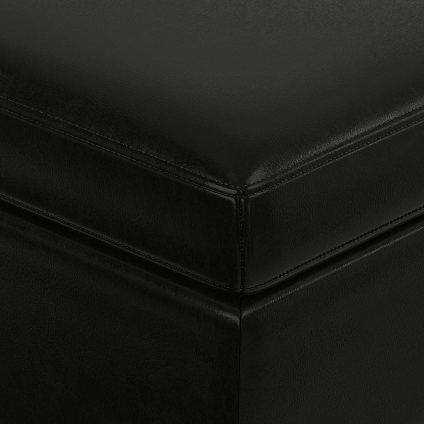 Midnight Black Vegan Leather | Owen Medium Square Table Ottoman in Vegan Leather