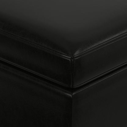 Midnight Black Vegan Leather | Owen Medium Square Table Ottoman in Vegan Leather