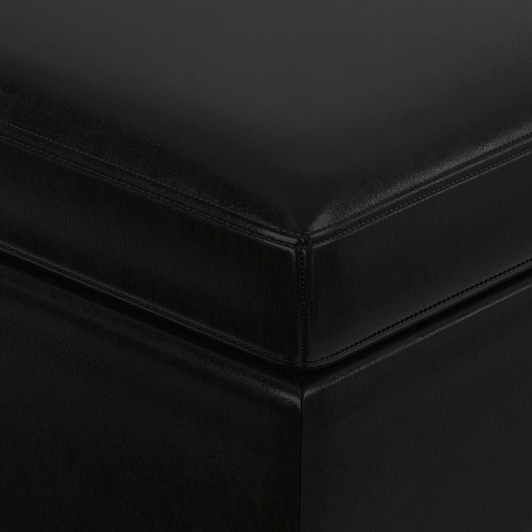 Midnight Black Vegan Leather | Owen Medium Square Table Ottoman in Vegan Leather