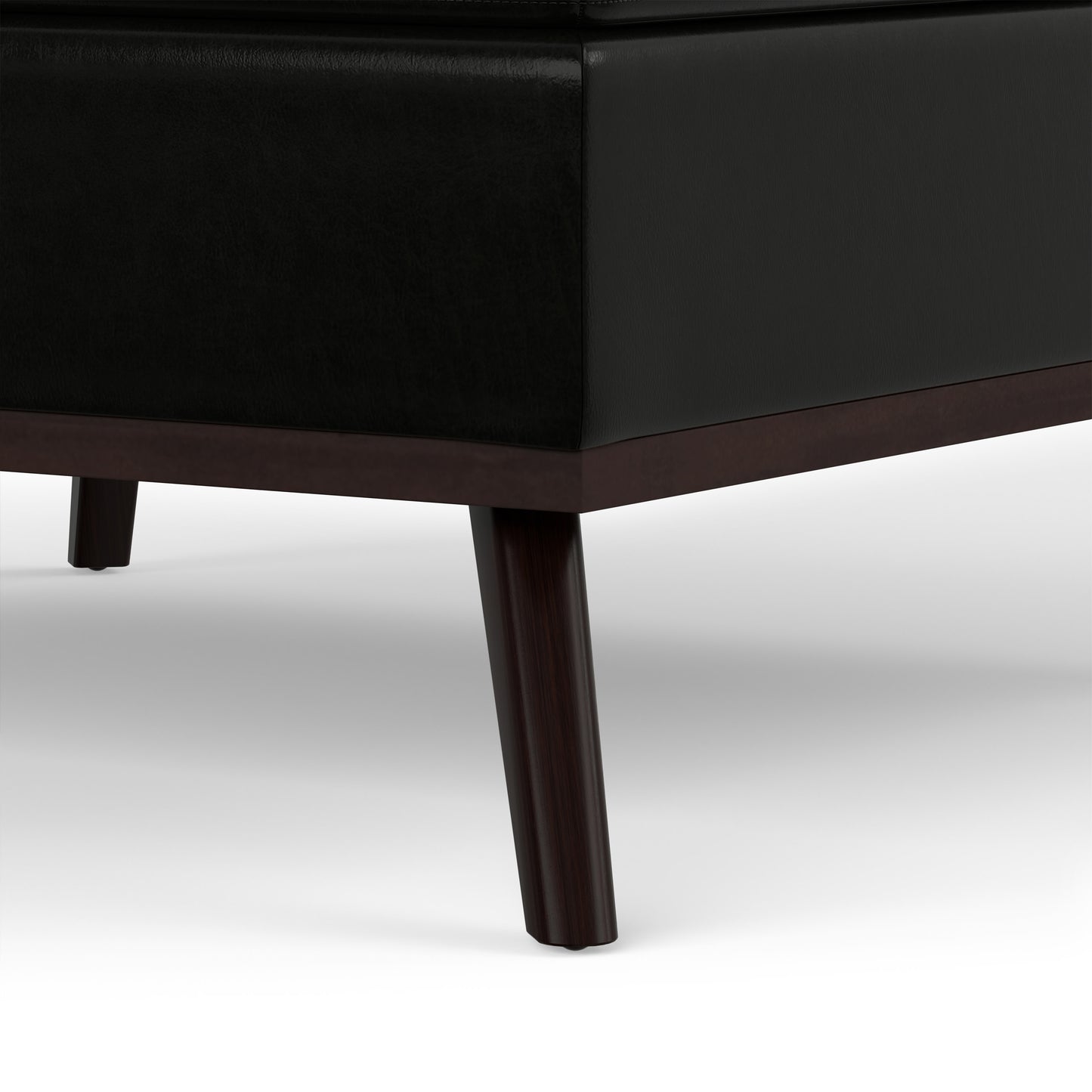 Midnight Black Vegan Leather | Owen Medium Square Table Ottoman in Vegan Leather
