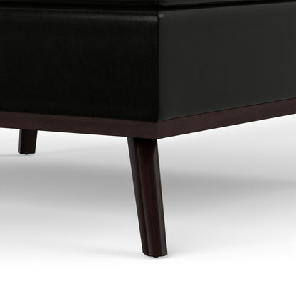 Midnight Black Vegan Leather | Owen Medium Square Table Ottoman in Vegan Leather