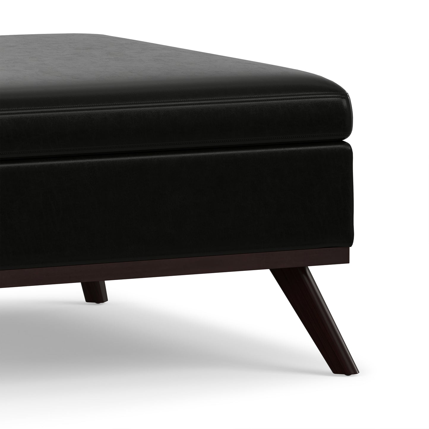 Midnight Black Vegan Leather | Owen Medium Square Table Ottoman in Vegan Leather
