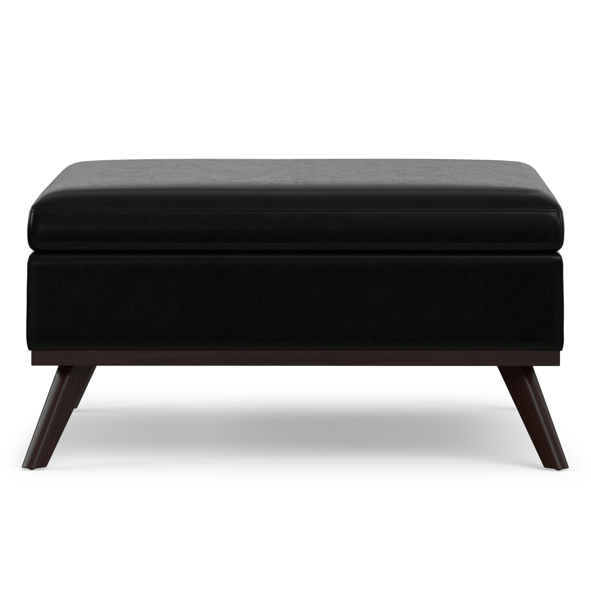 Midnight Black Vegan Leather | Owen Medium Square Table Ottoman in Vegan Leather