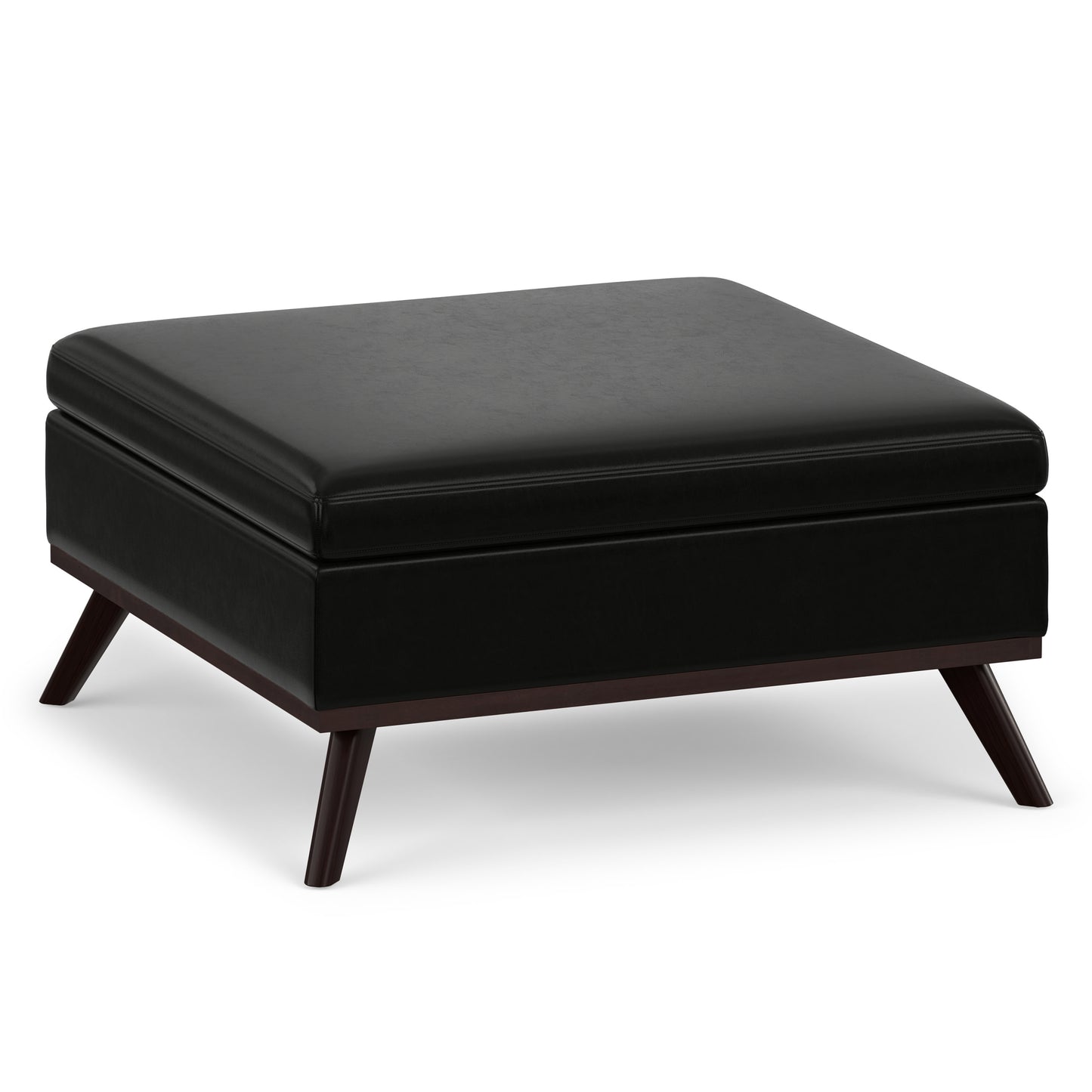 Midnight Black Vegan Leather | Owen Medium Square Table Ottoman in Vegan Leather