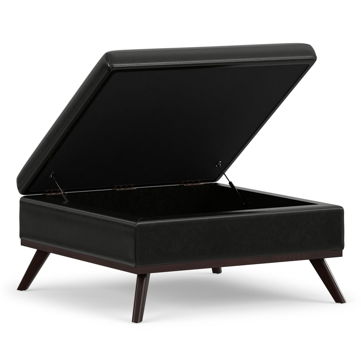 Midnight Black Vegan Leather | Owen Medium Square Table Ottoman in Vegan Leather