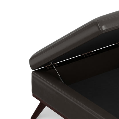 Tanners Brown Vegan Leather | Owen Medium Square Table Ottoman in Vegan Leather