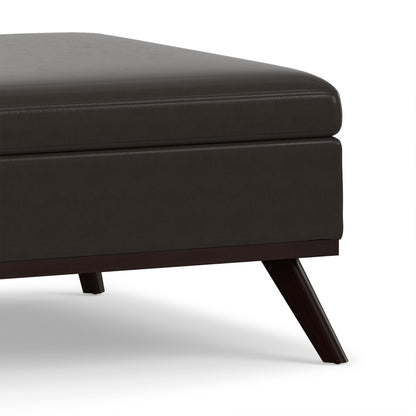 Tanners Brown Vegan Leather | Owen Medium Square Table Ottoman in Vegan Leather