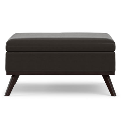 Tanners Brown Vegan Leather | Owen Medium Square Table Ottoman in Vegan Leather