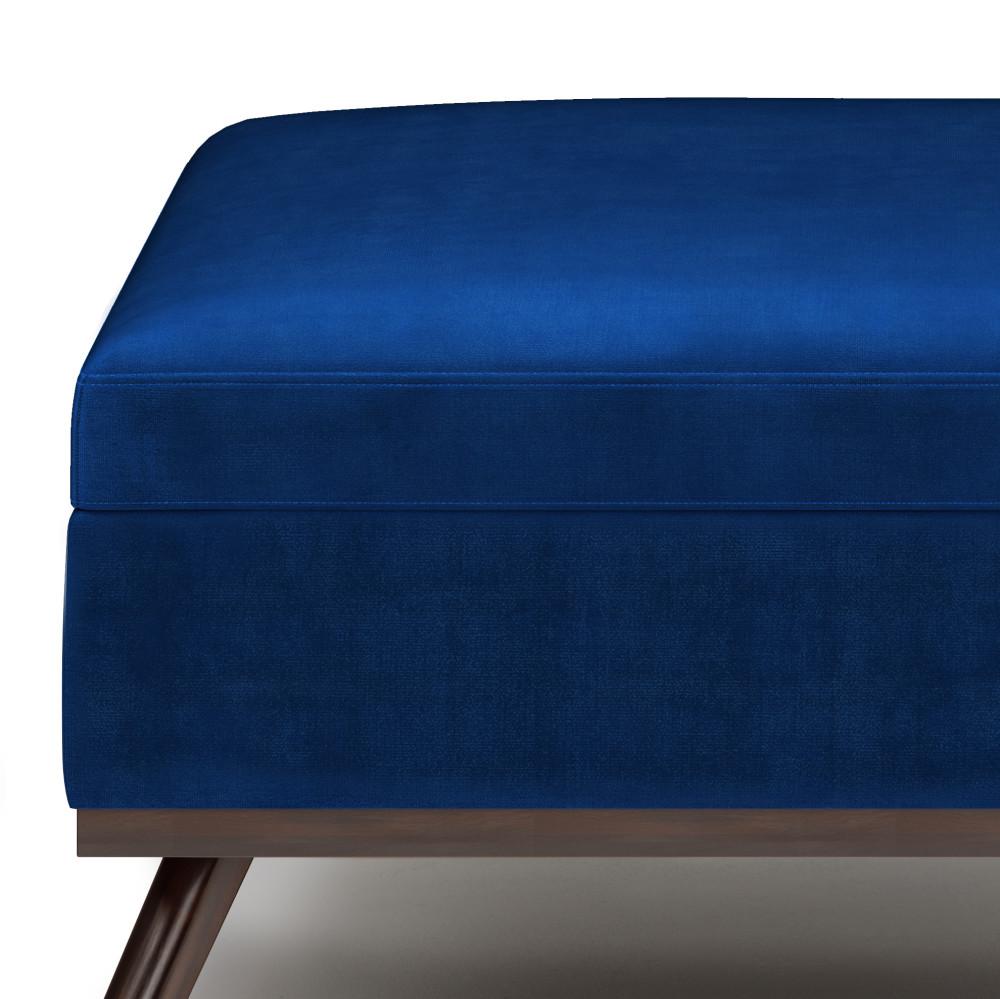 Blue Velvet Fabric | Owen Coffee Table Ottoman with Storage