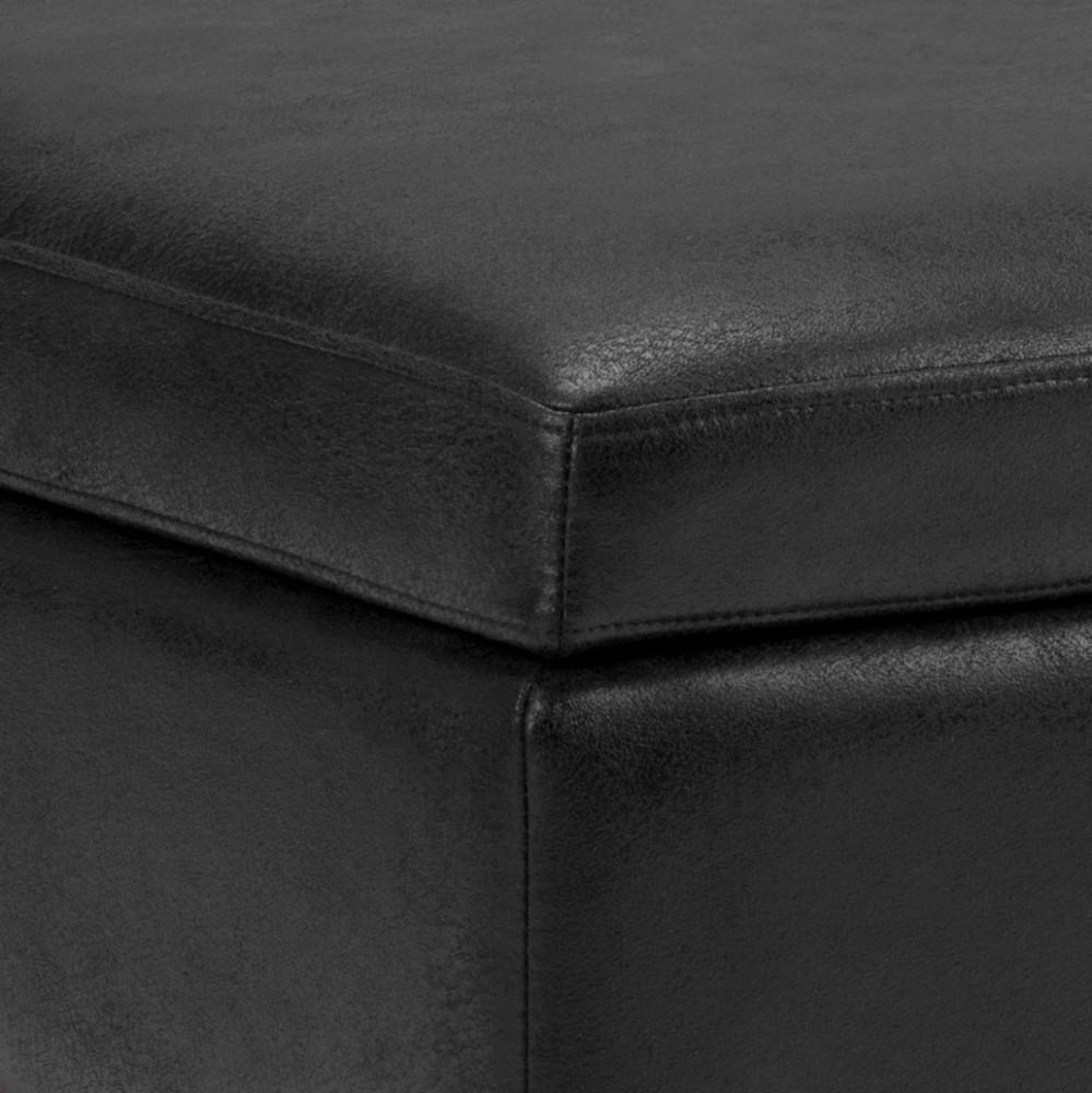 Distressed Black Distressed Vegan Leather | Owen Coffee Table Ottoman with Storage