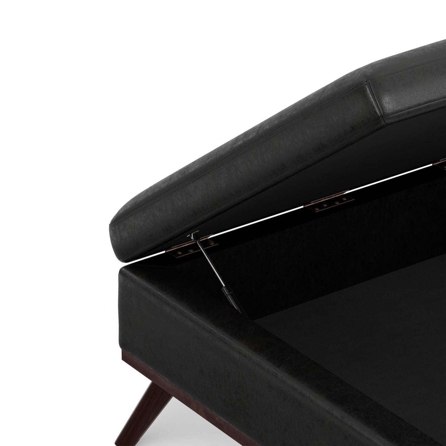 Distressed Black Distressed Vegan Leather | Owen Medium Square Table Ottoman in Distressed Vegan Leather