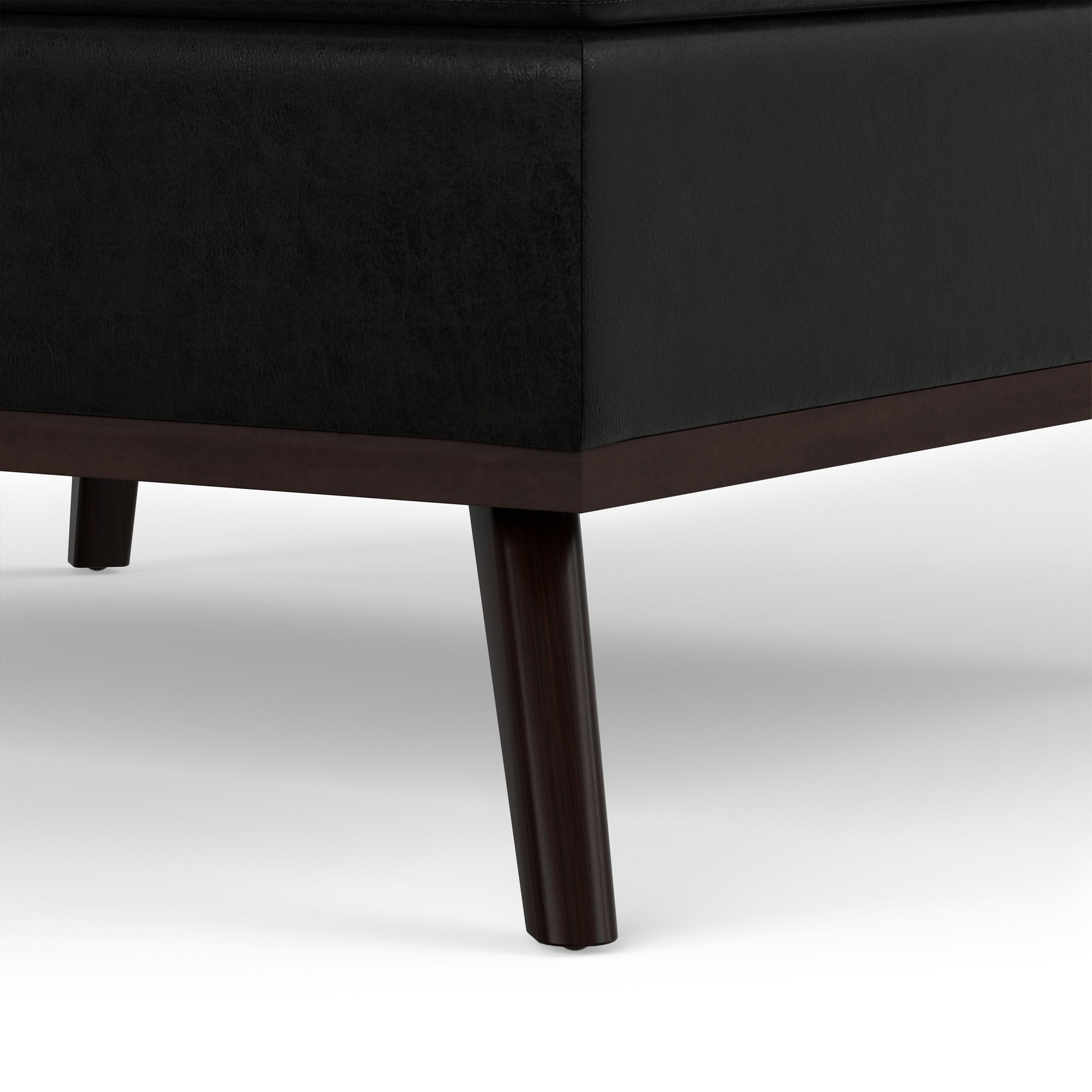 Distressed Black Distressed Vegan Leather | Owen Medium Square Table Ottoman in Distressed Vegan Leather