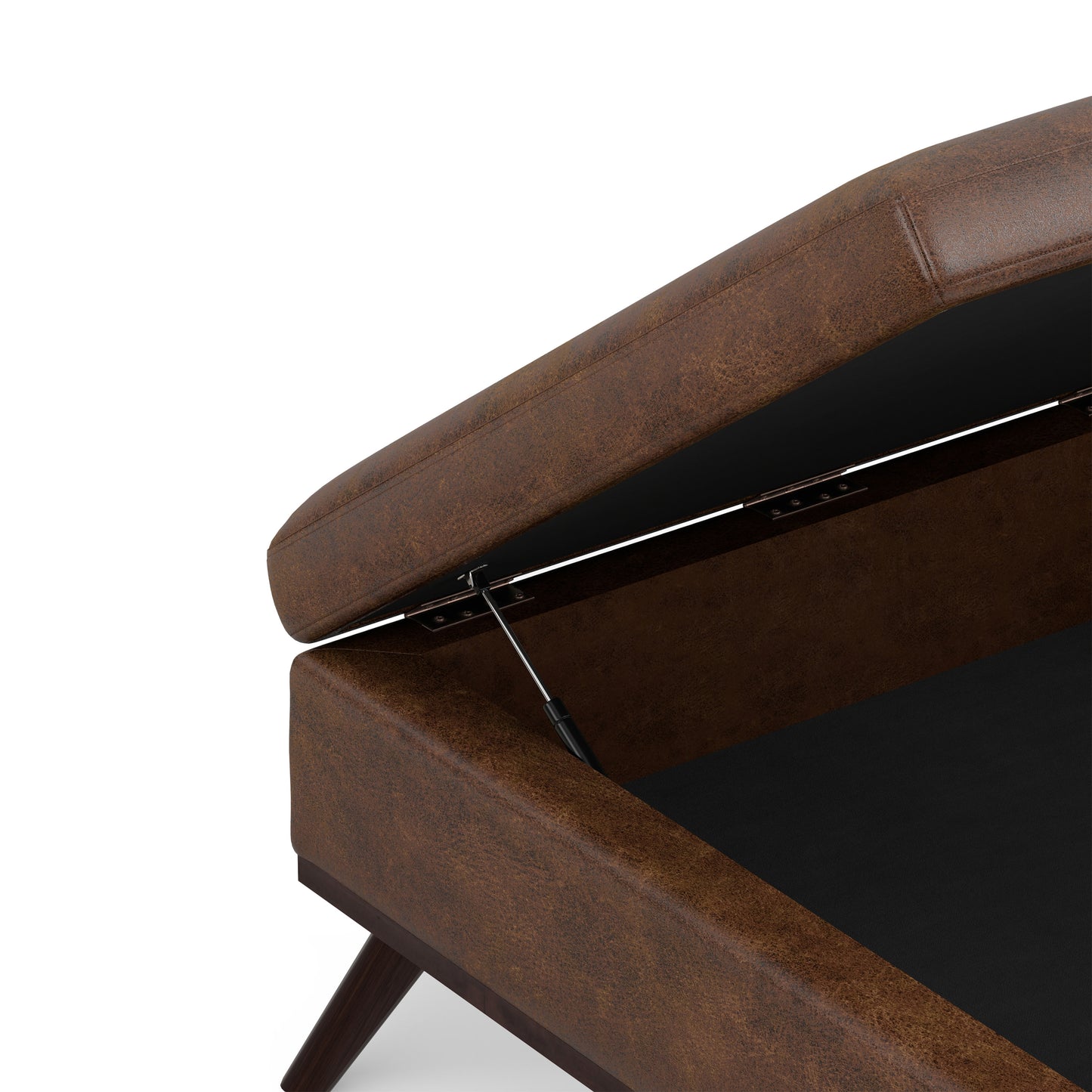 Distressed Chestnut Brown Distressed Vegan Leather | Owen Medium Square Table Ottoman in Distressed Vegan Leather