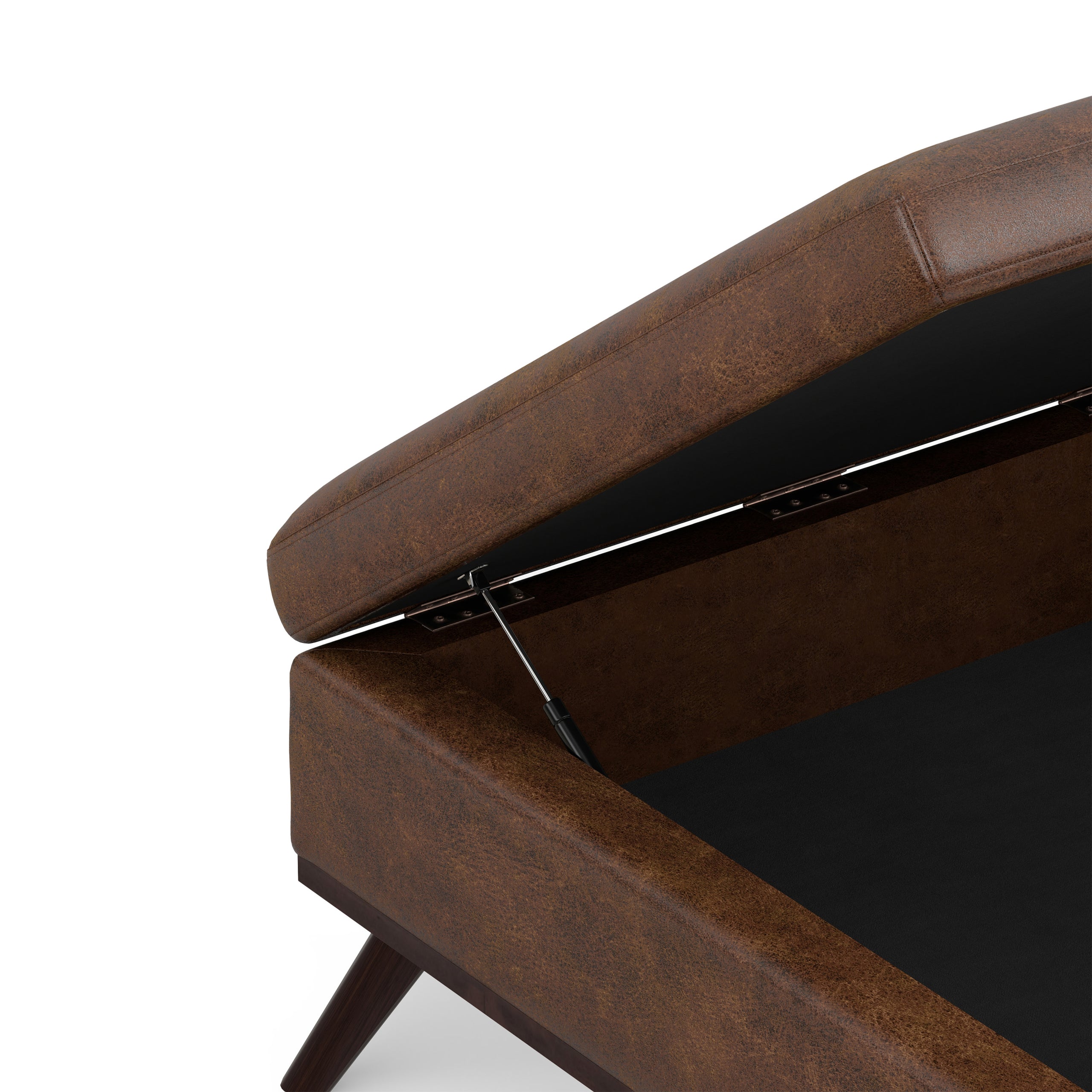 Distressed Chestnut Brown Distressed Vegan Leather | Owen Medium Square Table Ottoman in Distressed Vegan Leather