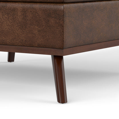 Distressed Chestnut Brown Distressed Vegan Leather | Owen Medium Square Table Ottoman in Distressed Vegan Leather