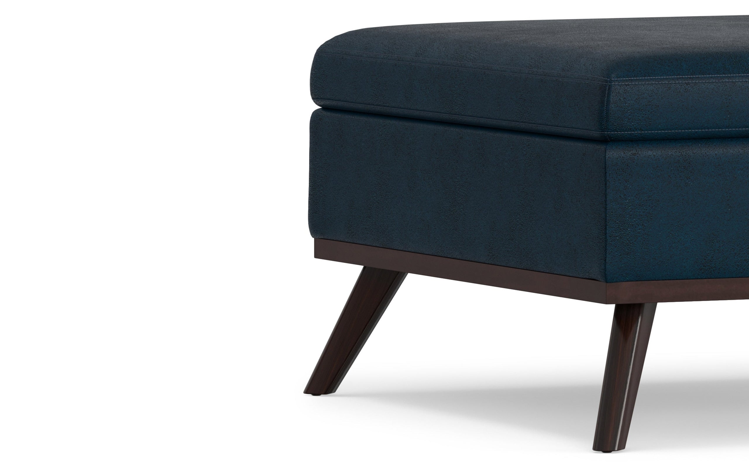 Distressed Dark Blue Distressed Vegan Leather | Owen Coffee Table Ottoman with Storage