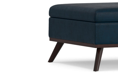 Distressed Dark Blue Distressed Vegan Leather | Owen Coffee Table Ottoman with Storage
