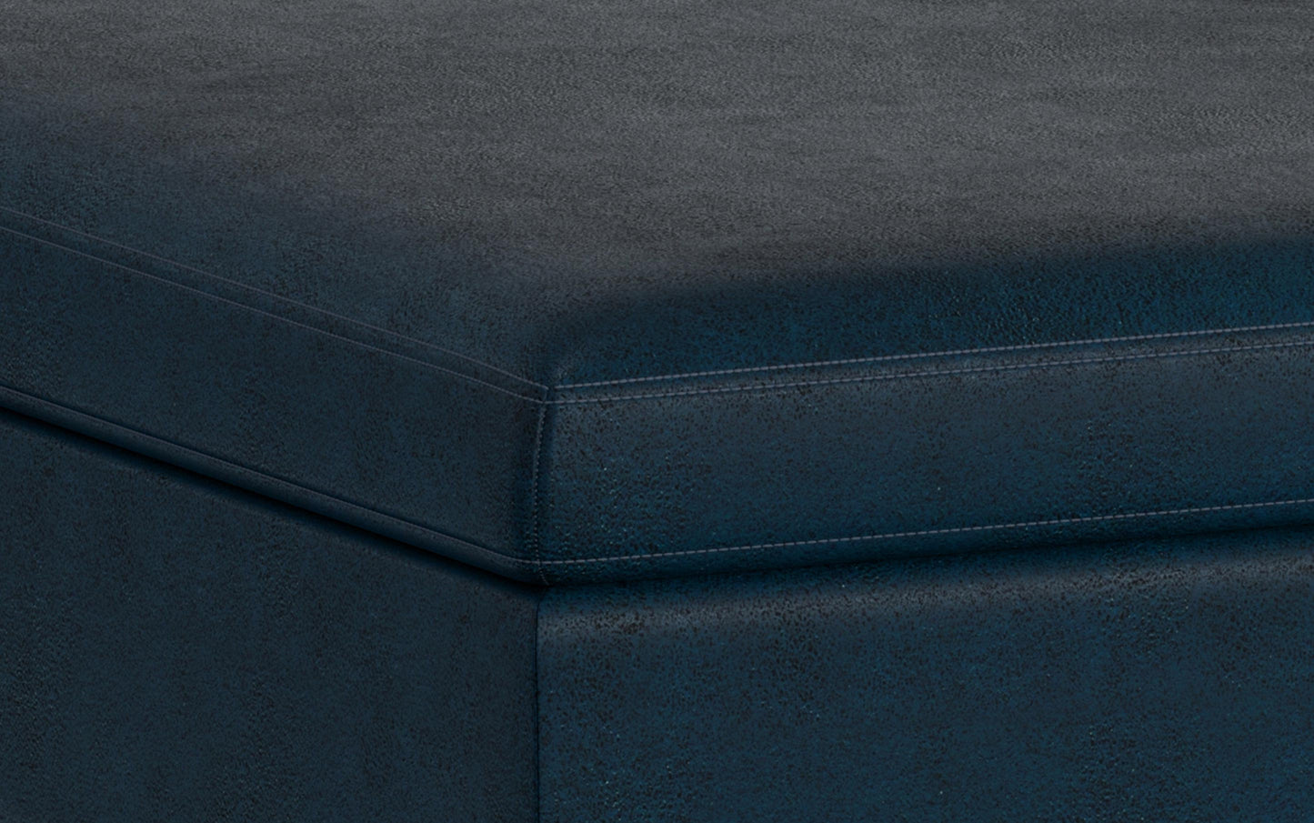 Distressed Dark Blue Distressed Vegan Leather | Owen Coffee Table Ottoman with Storage