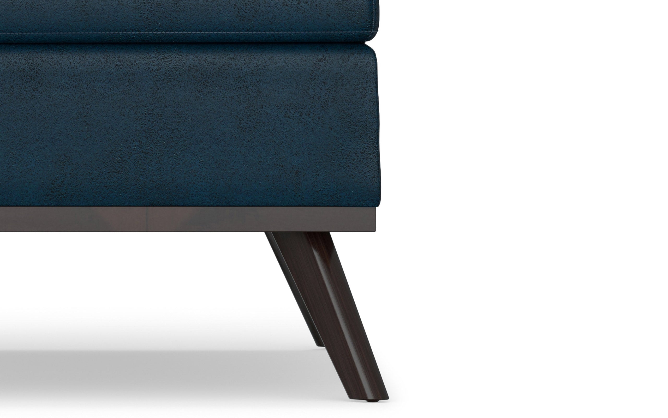 Distressed Dark Blue Distressed Vegan Leather | Owen Coffee Table Ottoman with Storage