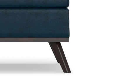 Distressed Dark Blue Distressed Vegan Leather | Owen Coffee Table Ottoman with Storage