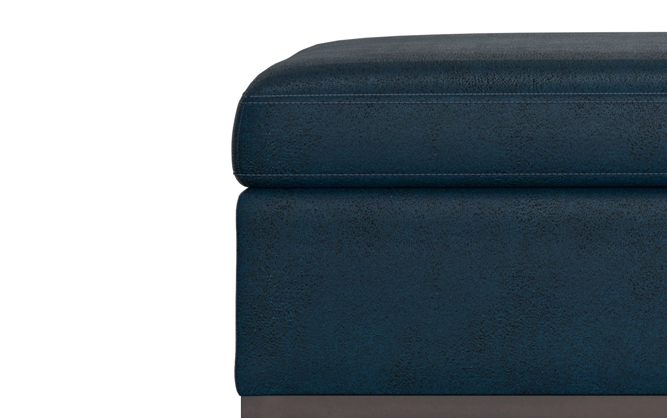 Distressed Dark Blue Distressed Vegan Leather | Owen Coffee Table Ottoman with Storage