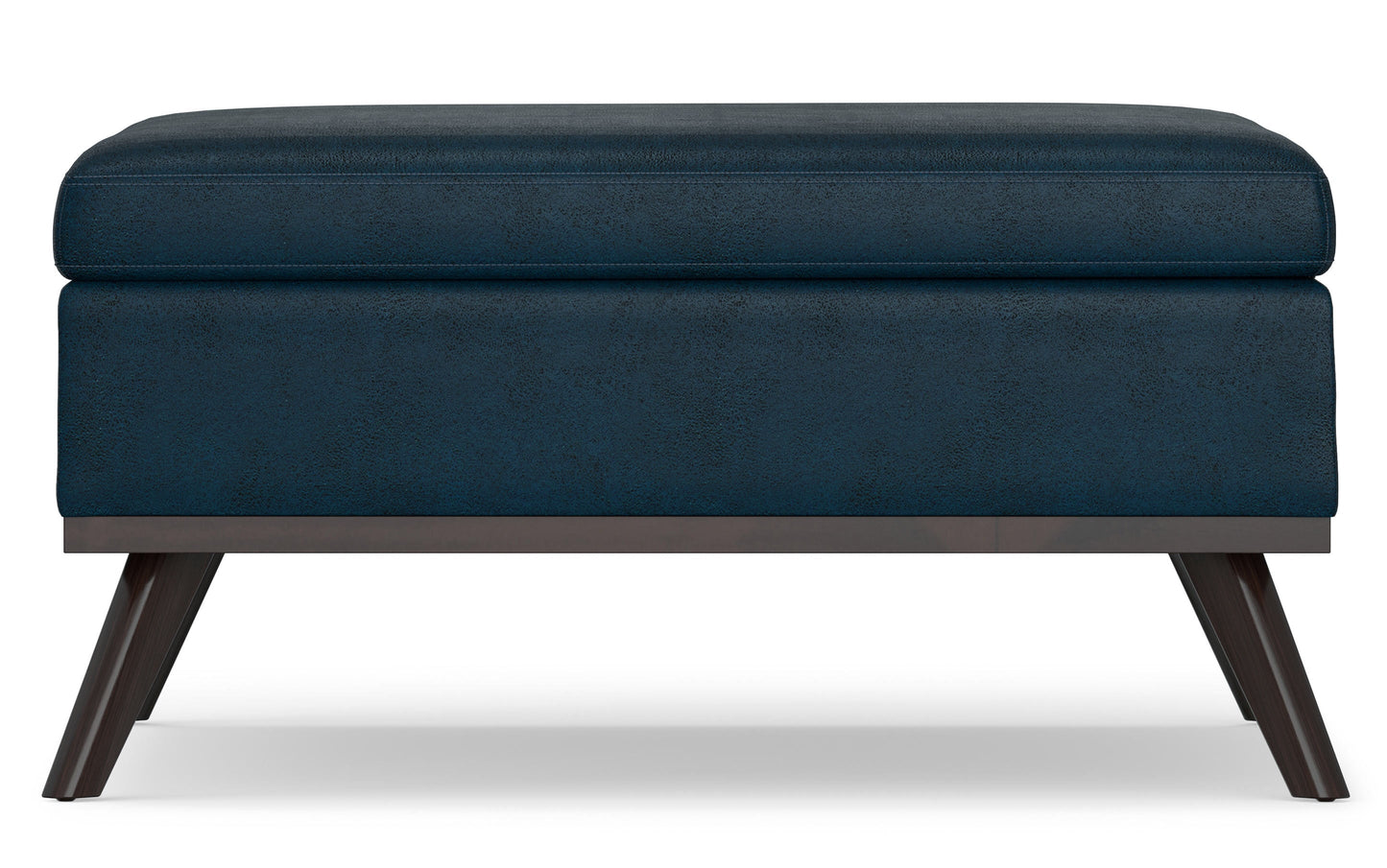 Distressed Dark Blue Distressed Vegan Leather | Owen Coffee Table Ottoman with Storage