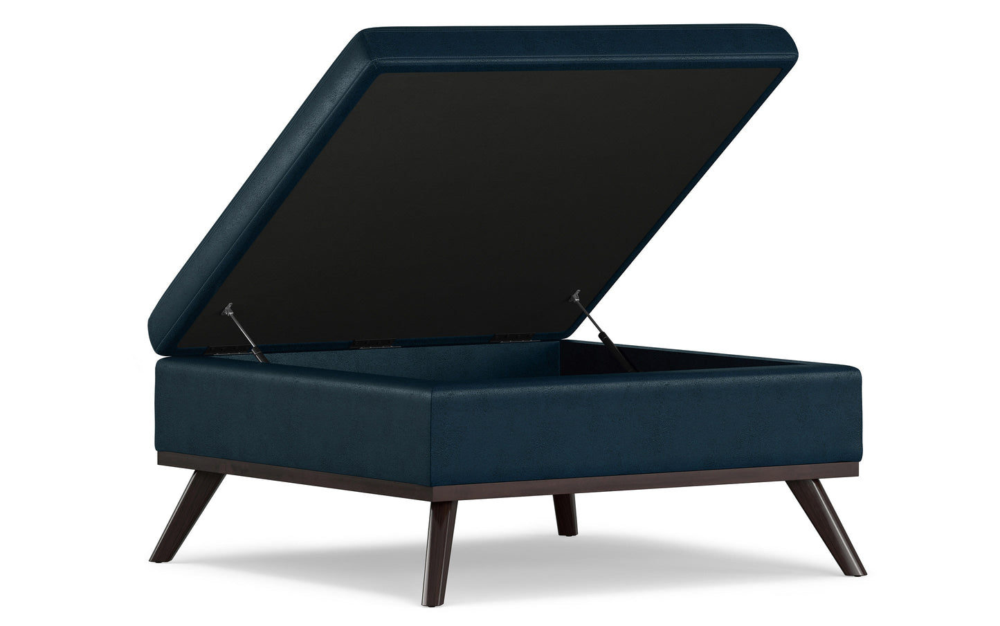 Distressed Dark Blue Distressed Vegan Leather | Owen Coffee Table Ottoman with Storage