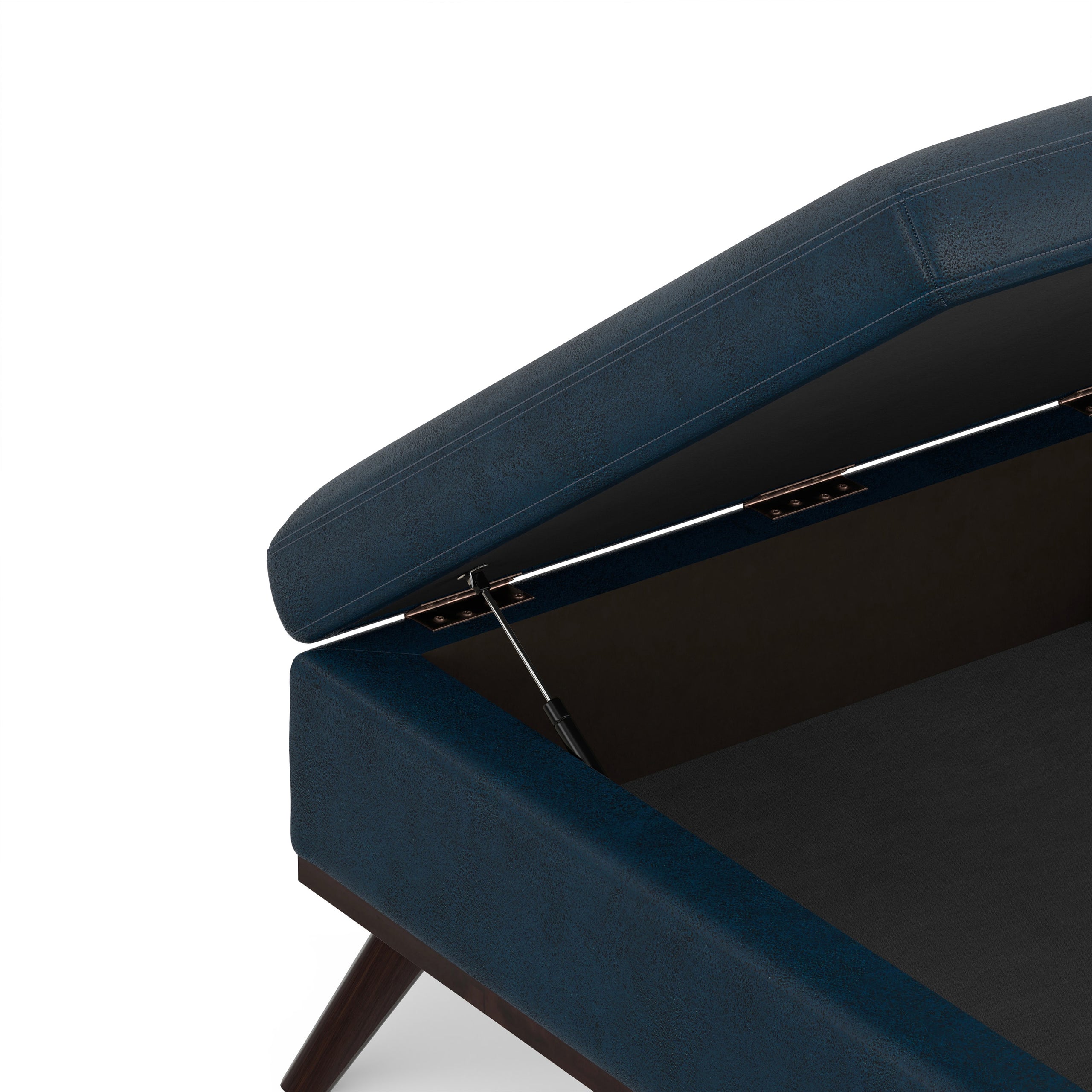 Distressed Dark Blue Distressed Vegan Leather | Owen Medium Square Table Ottoman in Distressed Vegan Leather