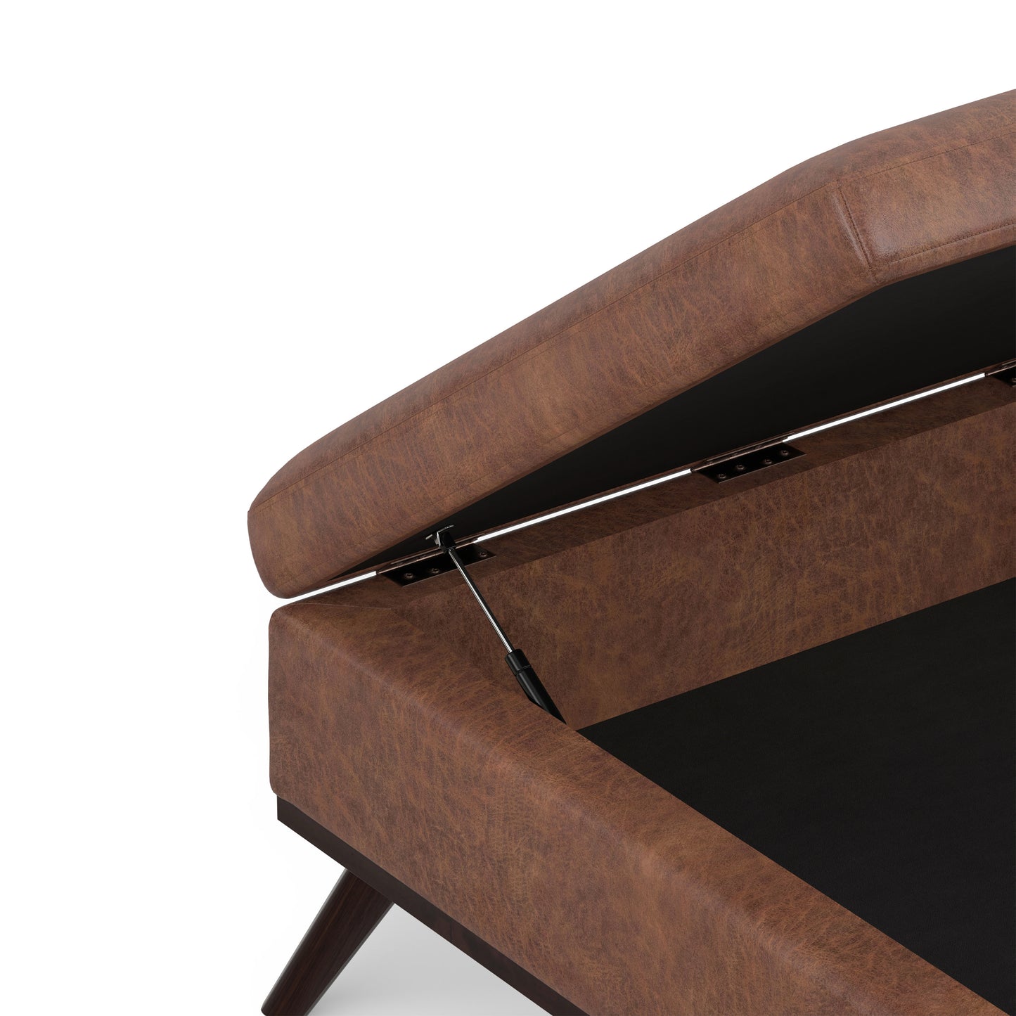 Distressed Saddle Brown Distressed Vegan Leather | Owen Medium Square Table Ottoman in Distressed Vegan Leather