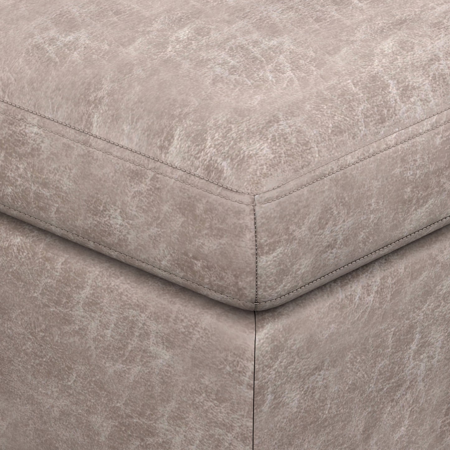 Distressed Grey Taupe Distressed Vegan Leather | Owen Medium Square Table Ottoman in Distressed Vegan Leather