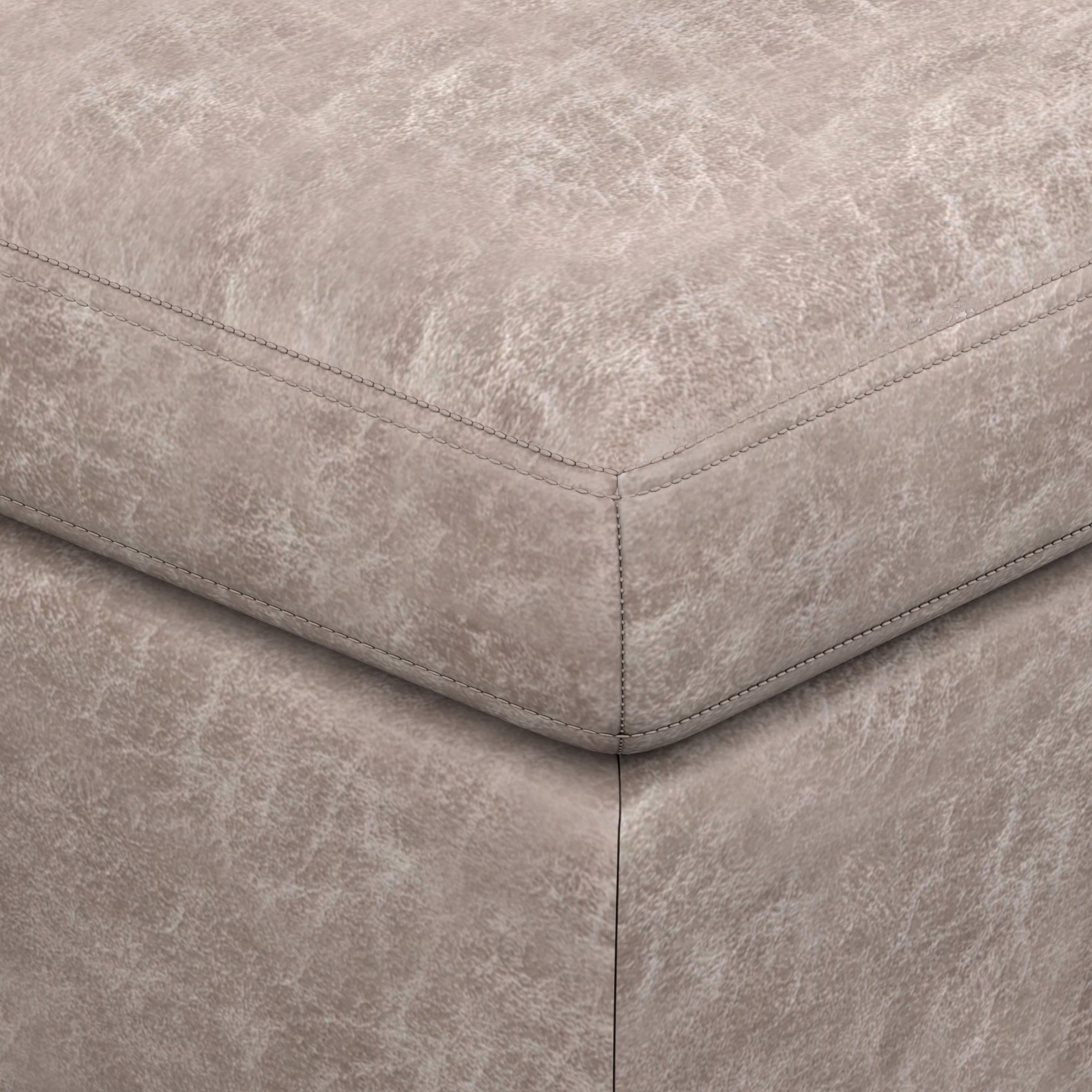 Distressed Grey Taupe Distressed Vegan Leather | Owen Medium Square Table Ottoman in Distressed Vegan Leather