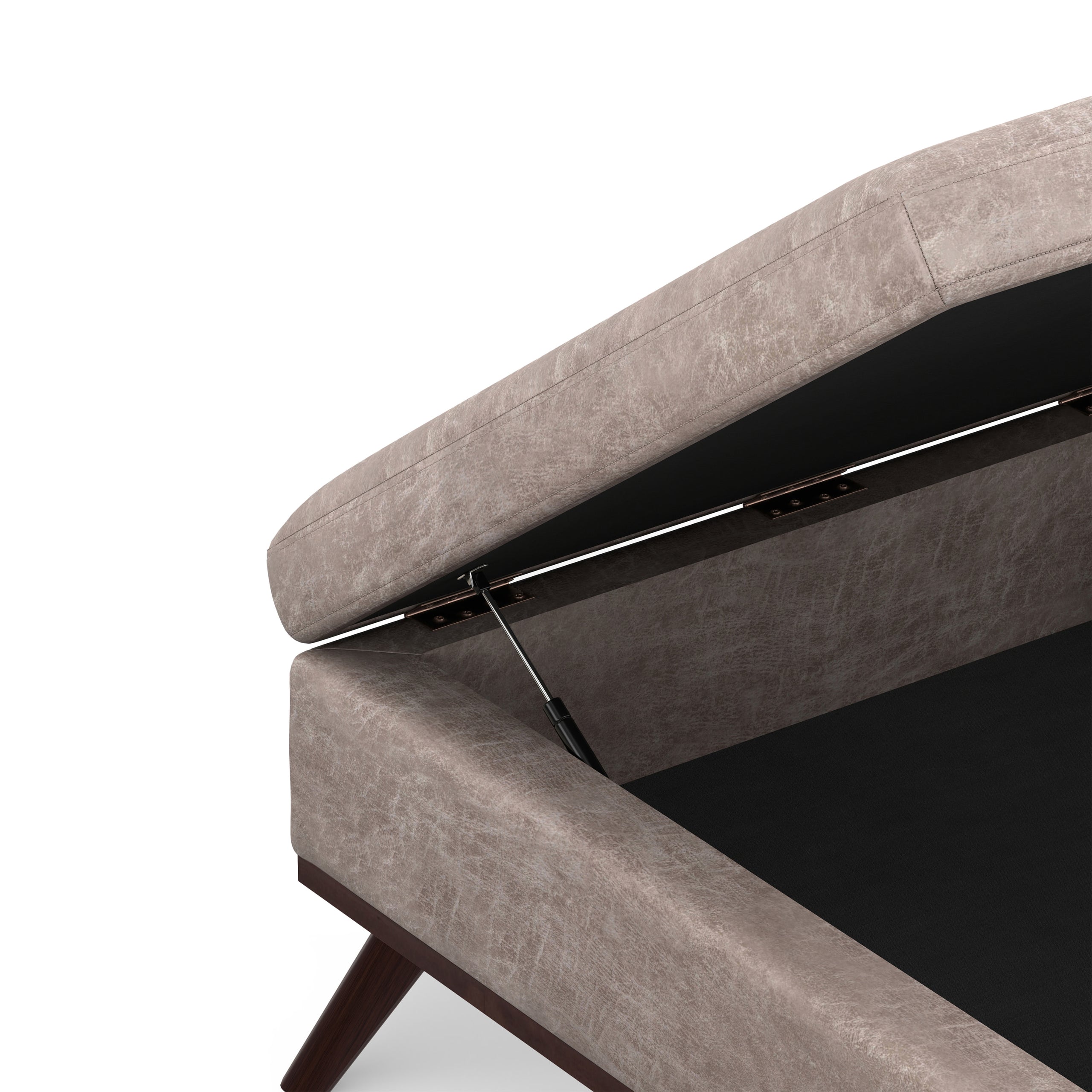 Distressed Grey Taupe Distressed Vegan Leather | Owen Medium Square Table Ottoman in Distressed Vegan Leather