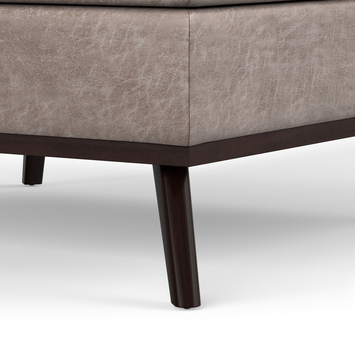 Distressed Grey Taupe Distressed Vegan Leather | Owen Medium Square Table Ottoman in Distressed Vegan Leather