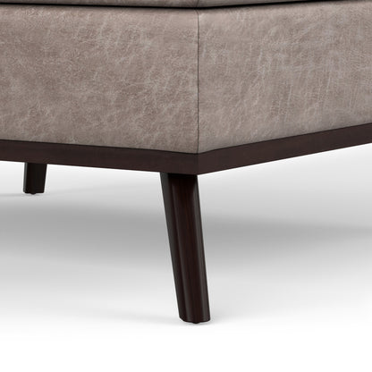 Distressed Grey Taupe Distressed Vegan Leather | Owen Medium Square Table Ottoman in Distressed Vegan Leather